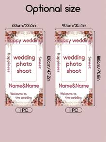 1pc Customizable Wedding Welcome Poster With Names And Photos, Wedding Party Venue Decoration Hanging Prop Background