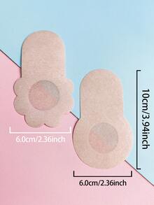 10pcs New Plus Size Reusable Invisible Non-Slip Lifting Bra Tapes For Large Breasts, Anti-Glare Chest Stickers And Sagging Prevention Disposable Stretch Non-Woven Nipple Covers, Diameter - Apricot - View 4