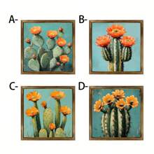 1 Stück Lebendige Kaktus Blume Kunst Holzschild | Rustikaler Landhausstil Wanddekoration Schild für Badezimmer, Garten, Café, Bar, Büro Dekoration, ideales Urlaubsgeschenk | Keine Elektrizität erforderlich | Wandbehang | Multifunktional | Holz