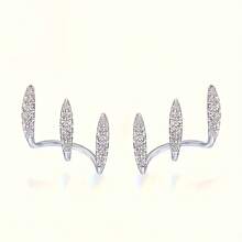 1Pair, Silvery/Golden Color, Women's Claw Set With Super Shiny Synthetic Earrings, Blingbling Dazzling, Exquisite And Lovely, Luxurious And Elegant, Suitable For All Occasions, Perfect Gift For Women