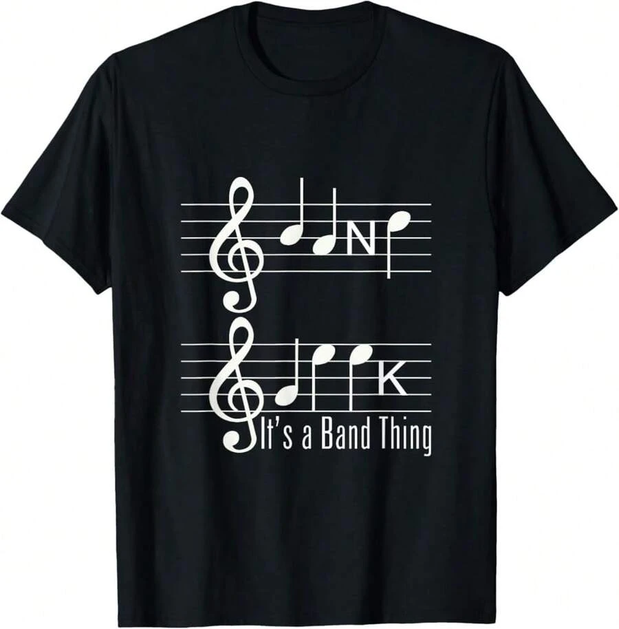 Musicians Band Geek Music Notes Spelling Funny T Shirt T-Shirt Gift For Gadget Lovers Gift For Guitar Players - Black - View 1