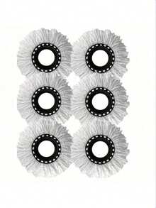 1/2/5pcs Ultra-Microfiber Rotating Mop Replacement Head, Compatible With Round Cyclone Magic Mop & Standard Round Cleaning Refill - White - View 2