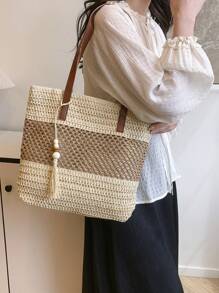 Bolso de mano con flecos y degradado de color, bolso de playa para vacaciones