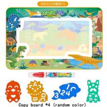 Tecforood Pizarra de dibujo mágica de acuarela - Dinosaurio, animal, tema reutilizable, suministros de arte lavables, paño absorbente y bolígrafo mágico de agua, juguete interactivo padres-hijos, regalo de cumpleaños creativo, ilustración de dinosaurio, material antiadherente, juguete interactivo