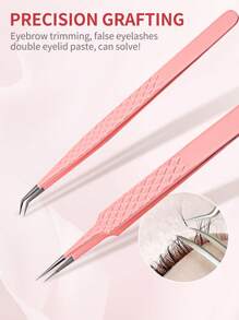 FADVAN 1 Pc Eyelash Tweezers Extension Pink Stainless Steel Superhard Tweezers With Fiber Tips High Precision Anti-Static Tweezers