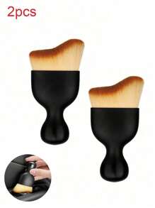 2pcs Car Interior Dust Brush, Auto Detailing Brush, Soft Bristles Car Cleaning Brushes, Tool For Air Conditioner Vents, Leather, Computer, Scratch Free, Car Interior Accessories,It Is Suitable For Dust Removal Of Car Interiors, Nail Art, Keyboards, Etc