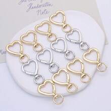 1/8PCS Heart-Shaped Zinc Alloy Lobster Clasps Keychain Accessories - DIY Handbag Charms, Phone Lanyards, Purse Hooks & Stylish Key Rings - Multicolor - View 2