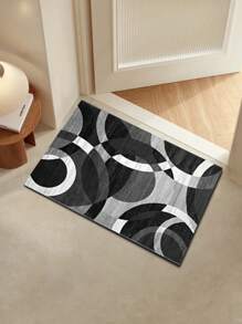1pc, Luxury Bohemian Style, Black & Grey Elegant Floral Pattern Carpets For Living Room, Bedroom, Entrance, Kitchen, Bathroom