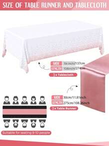 6 Packs Tablecloths And Satin Table Runners, White And Gold Dot Tablecloths 54 X 108 Inches, Gold Satin Table Runners 12 X 108 Inches, Disposable Plastic Tablecloths, Suitable For Weddings Birthdays Parties Halloween, Christmas Table Party Decorations,Christmas