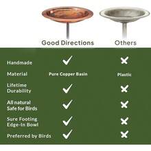 Fired Copper Garden Pole Stake Style Ground Bird Bath, Small 13" Diameter - Fired - View 6