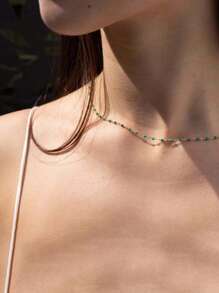 1 Stück Damen Buntes Perlen Choker Halskette, einfaches & elegantes böhmischer Stil Perlen Schmuckgeschenk