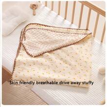 1pc Baby Blanket, Adorable Pattern, Plush Sherpa Fabric, Multi-Functional Use - Stroller Cover, Newborn Swaddle, Nap Blanket, Summer Quilt, Suitable For Spring, Summer, Autumn, Outdoor Use, Size: 100cm*100cm