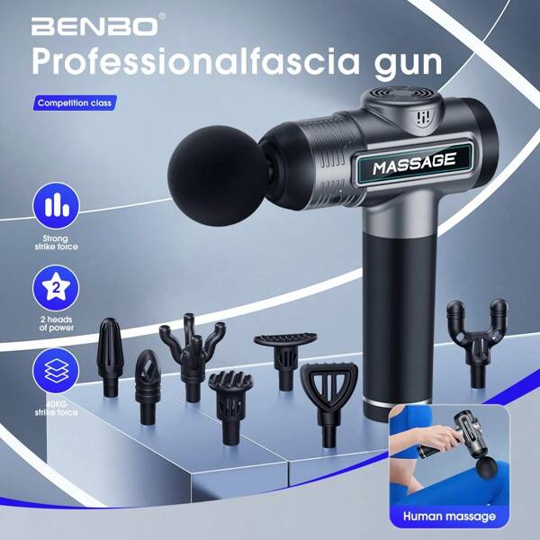 Benbo Pistol de masaj BENBO, poate organiza masajul spatelui în profunzime pentru a ameliora durerea, un masaj cu percuție cu 8 capete de masaj, un cadou pentru vârstnici și prieteni, accesorii de sală