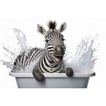 1pc Wall Arts Posters Cute Animals Baby In Bathtub Posters Elephant Panda Duck Prints Canvas Painting Bath Wall Art Picture For Living Room Home Decor Canvas, Frameless