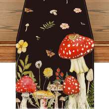 Caminho de mesa de outono com flores silvestres em preto/branco, decoração sazonal de mesa de jantar para cozinha, primavera e verão, para decoração de festas em casa - Multicolorido - Ver 20