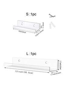 1pc Acrylic Record Display Rack, Wall-Mounted Album/CD Holder, Vinyl Record Shelf 4" - 12" - White - View 2