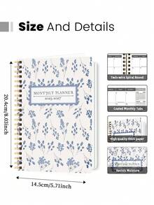 1本2026年1月至2027年12月周/月计划笔记本，5.7英寸 x 8英寸（A5尺寸），学年计划笔记本，带笔记功能，防水封面，个人日记，办公及学习用品