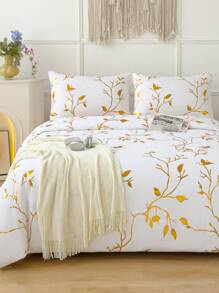 Ensemble de housse de couette style doré doux - Meilleur 2/3 pièces Ensemble de couette matelassée - Comprend 1 housse de couette et 1/2 taie d'oreiller - Abordable et de haute qualité pour lit simple, double, queen et king. Couette en métal doré et brillant, ensemble de draps