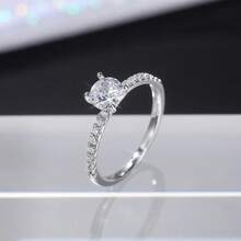 经典四爪设计圆形锆石女士订婚/结婚戒指，2 种颜色可选，低调新娘珠宝畅销品 - 戒指 - 查看 6