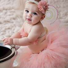 Conjunto de Saia Tutu e Faixa de Cabeça para Bebês Recém-Nascidos, Faixa de Chiffon com Flor, Faixa de Renda para Bebê e Criança Pequena, Acessório de Fotografia