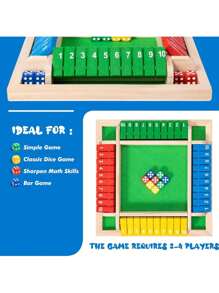 1 pieza Juego de Cerrar la Caja, Juego de dados de madera para 2-4 jugadores para fiestas, juegos de mesa de madera para oficina y hogar