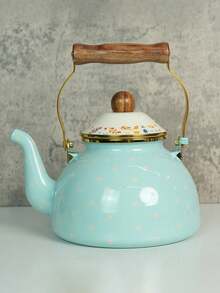 1set Nordic-Style Simple Whistling Enameled Kettle With A Wooden Handle. It Is A Multi-Functional And High-Temperature-Resistant Kettle Suitable For All Seasons. It Can Be Used As A Coffee Pot, A Cold Water Pot, A Milk Tea Pot, And An Unbreakable Oil Pot. - Whistling Kettle - View 13