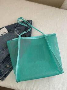 Bolso de hombro transparente de malla para niña, una bolsa de transporte de gran capacidad y con estilo, adecuada para uso diario