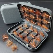 （25 件套苍蝇）飞蝇钓鱼人造苍蝇套装 | 有翅麋鹿石蛾钓鳟鱼鲈鱼飞蝇饵 | 含飞蝇盒、干蝇、若虫材料人造羽毛和人造丝