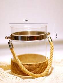1pc Vintage Vase, Creative Handmade Rope Clear Glass Vase, Decorative Hydroponic Vase For Farmhouse Wedding Party Home Decor (Flowers Not Included)