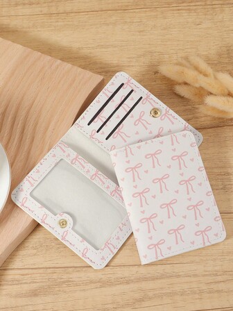 Rosa rosett kärleksmönster mini-väska fickplånbok mode minimalistisk korthållare smal lätt bärbar kontanter pengar ID-kort kreditkort myntficka för födelsedagspresent present årsdag älskare kvinna dam flickor kvinnor tonåringar för högskolestudent skolstudent män man