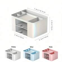 1 Stück Schreibtisch- & Schubladenorganizer mit Stifthalter + 2 Schubladen - multifunktionale Desktop-Stationenaufbewahrung, süße Büro-Schulmaterial-Aufbewahrung für Zuhause, Schulanfang- und Home-Office-Grundbedarf