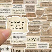 50PCS Retro Tear Up English Inspirational Quotes Stickers DIY Water Cup Scooter Notebook Stickers,School Supplies,Back To School