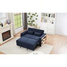 61.4" Pull-Out Sofa Bed Convertible Couch Loveseat Sofa Modern Sleeper Sofa With Adjustable Backrest For Living Room, Blue-8009 - Multicolor - View 3