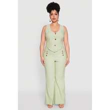 Plus Size Flared Pull On Dress Pants - Multicolor - View 1