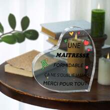 2D flach geschnitzter Acrylplakette - ein Geschenk für Frauen, Mütter, Schwestern, Lehrer - einzigartiges Geburtstags- und Weihnachtsgeschenk, mit der Botschaft "Une Maitresse Formidable C'ane S'oublie Jamais Merci Pour Tout", klassischer Stil, Familien-Thema