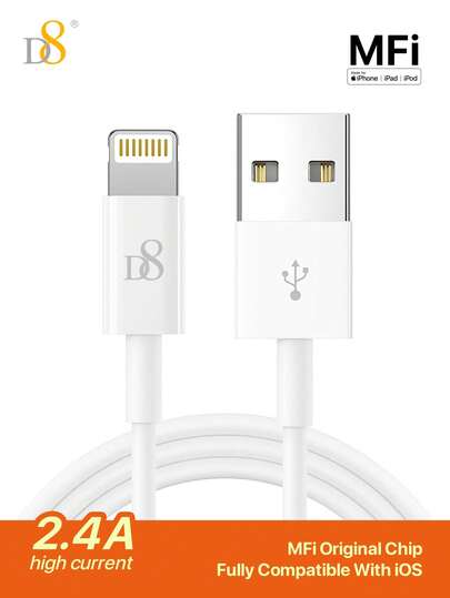 D8 I Phone Charger Cable, (6.6FT) TPE USB A To Lightning] MFi Certified Charger Cable , USB 2.0 Lightning Charger Cable, 2.4A Fast Charging Compatible With I Phone 14 Pro/13 Mini/13/12/11 Pro MAX/XR/XS/8/7/Plus/6S/SE/IPad Nan