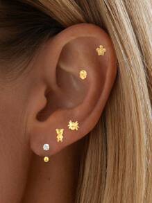 1 pièce Clou d'oreille en argent sterling S925 avec design simple de tortue, araignée ou extraterrestre. Convient aux femmes et aux hommes, clou d'oreille percé pour os de l'oreille
