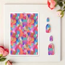 1 coală de hârtie de transfer pentru lut polimeric, imitație de marmură retro flori lut transfer hârtie pentru cercei din lut polimeric, vintage flori margarete transfer hârtie lut bijuterii pictură în ulei bijuterii - Multicolor - Vizualizare 24