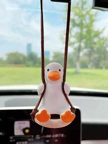 1/2PCS Handmade Plaster Cute Swinging Tyre Duck, Car Rearview Mirror Hanging Ornament, Car Interior Ornament, Gardening Decoration Hanging Ornament Room Decor Bedroom Decor Home Decor Wall Decor