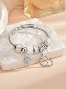 Rhinestone Heart Decor Bangle Valentines