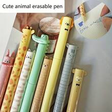 8 支可爱动物形状可旋转可擦圆珠笔，书写流畅，墨水可擦除，适合学生用于考试、标记和记笔记的学校用品，返校