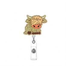 1pc Funny Retractable Badge Reel With Cute Shiny Flame Puppy Cartoon Accessories, Acrylic Name Badge For Teachers, Students, Doctors, Nurses, Men & Women Gift