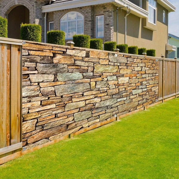 1pc Oversize Faux Brick Wall Vintage Yellow Garage Door Decor Background, Suitable For Party Backdrop, Celebration Decor, Outdoor Decor, Garden Decor, Easy Installation, Polyester Material, Angel Holiday Theme, No Electric Power Or Battery Required