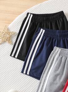 4PCS Sets Of Young Boys' Casual Sports Solid Color Shorts Suits, Comfortable And Simple College Style Jogging Shorts, Suitable For Summer Outdoor Vacation, Party, Cycling, Running, And Daily Wear