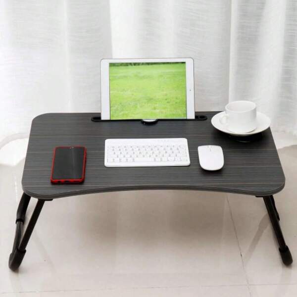 Mesa Dobravel Portatil Para Notebook Com Porta Copos e Porta Canetas Home Office Cama Refeição Sala