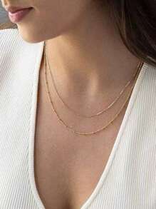 1 pieza Collar de mujer de acero inoxidable color oro, con una sola capa de perla, impermeable y resistente a la decoloración de larga duración