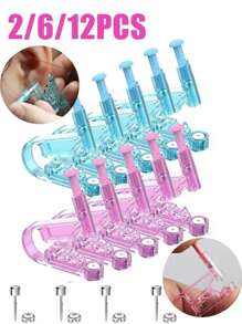 6 pièces/4 pièces Kit de pistolet de perçage d'oreilles pour femmes et hommes. Jetable, aseptique. Accessoires de bijoux de corps pour piercings des oreilles, du nez et des lèvres. Kit d'outils de perçage