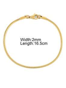 1 pièce Bracelet À Chaîne En Acier Inoxydable En Plaquage À L'Or Serpent Os Pour Adapté Pour Port Quotidien
