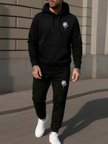 Conjunto Moletom NY Blusa Canguru New York E Calça Slim Abrigo De Frio Agasalho Quente Casaco Moleton Inverno - Preto - Visão 2