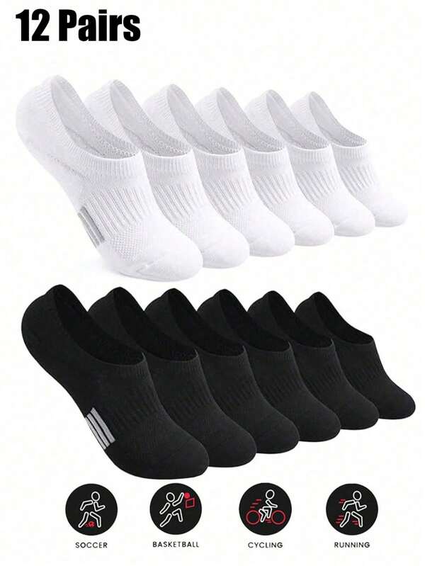 12 paires de chaussettes de compression décontractées et sportives pour hommes et femmes, soutien à la cheville doux et confortable